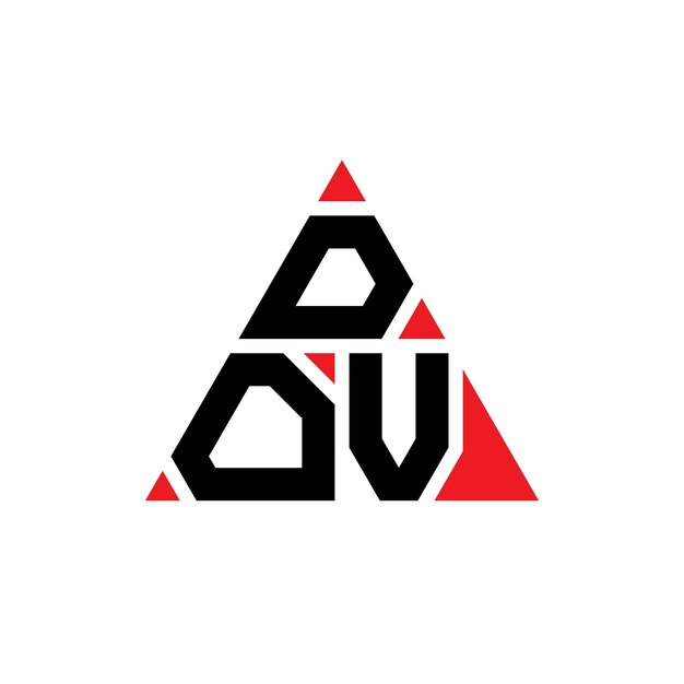 Design de logotipo de letra triangular DOV com forma de triângulo DOV design de logotipo triangular monograma DOV triângulo vetor modelo de logotipo com cor vermelha DOV logo triangular Logotipo simples elegante e luxuoso