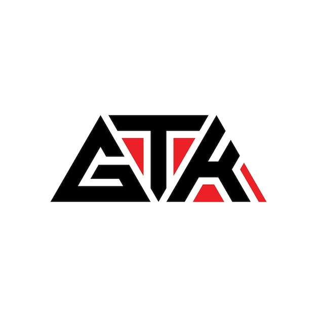Design de logotipo de letra triangular GTK com forma de triângulo GTK design de logotipo triangular monograma GTK triângulo vetor modelo de logotipo com cor vermelha GTK logo triangular Logotipo simples elegante e luxuoso GTK