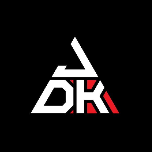 Design de logotipo de letra triangular JDK com forma de triângulo JDK design de logotipo triangular monograma JDK modelo de logotipo vetorial triangular com cor vermelha JDK logotipo triangle simples elegante e luxuoso