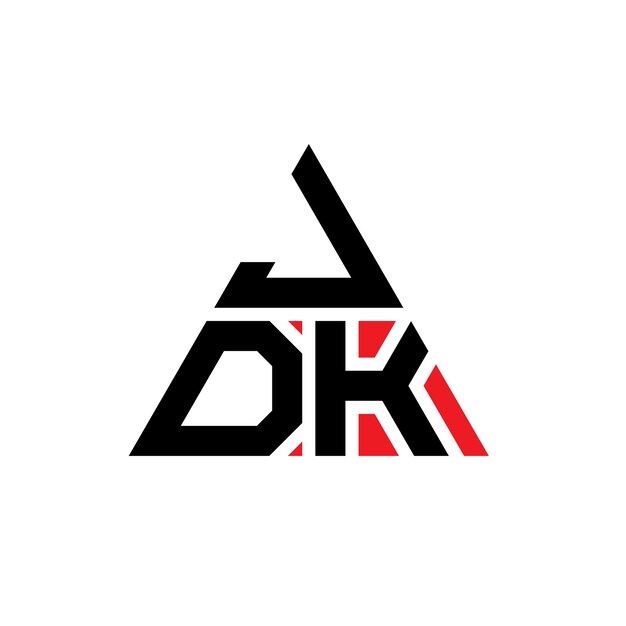 Design de logotipo de letra triangular JDK com forma de triângulo JDK design de logotipo triangular monograma JDK modelo de logotipo vetorial triangular com cor vermelha JDK logotipo triangle simples elegante e luxuoso