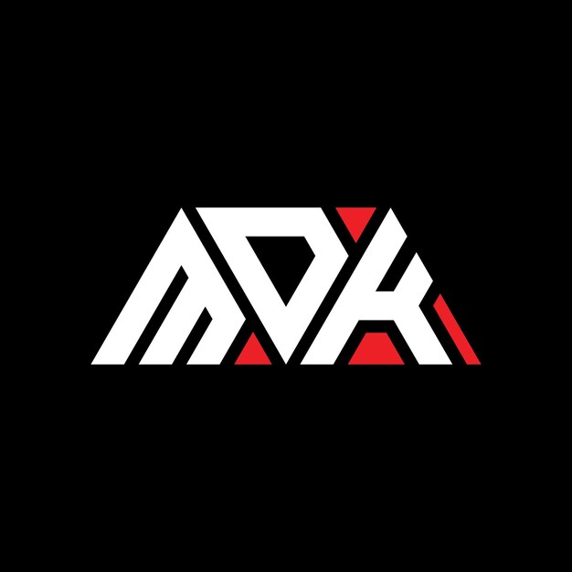 Vetor design de logotipo de letra triangular mdk com forma de triângulo mdk design de logotipo triangular monograma mdk triângulo vetor modelo de logotipo com cor vermelha mdk logotipo triangle simples elegante e luxuoso mdk