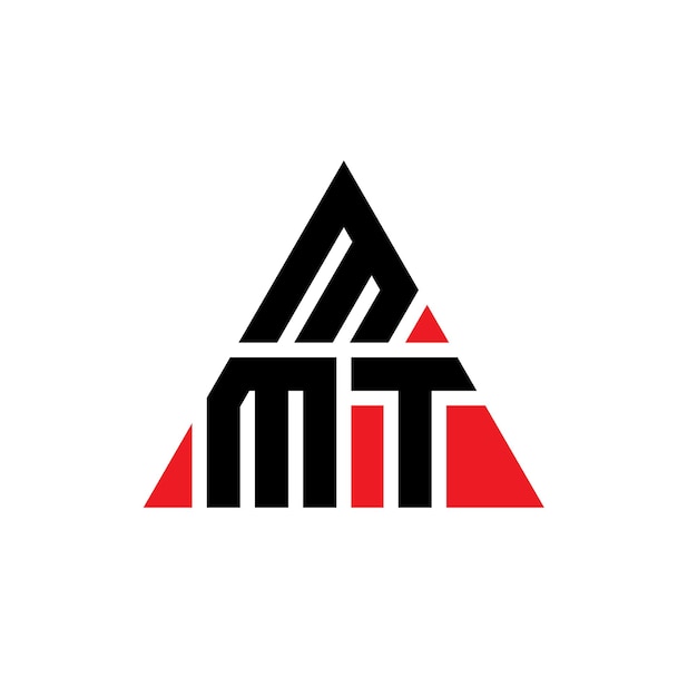 Design de logotipo de letra triangular MMT com forma de triângulo MMT design de logotipo triangular monograma MMT triângulo vetor modelo de logotipo com cor vermelha MMT logotipo triangle simples elegante e luxuoso logotipo