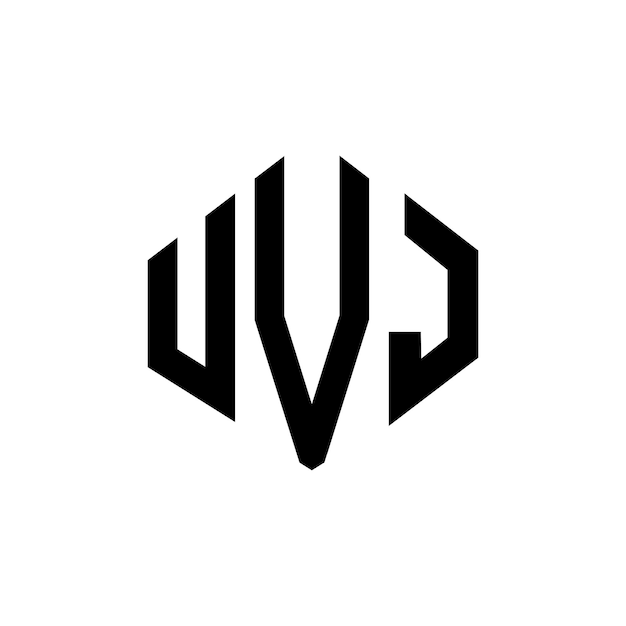 Vetor design de logotipo de letra uvj com forma de polígono uvj polígono e forma de cubo design de logotipo uvj hexágono modelo de logotipo vetorial cores brancas e pretas uvj monograma logotipo de negócios e imóveis