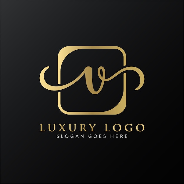 Design de logotipo de letra v de luxo premium de ouro abstrato