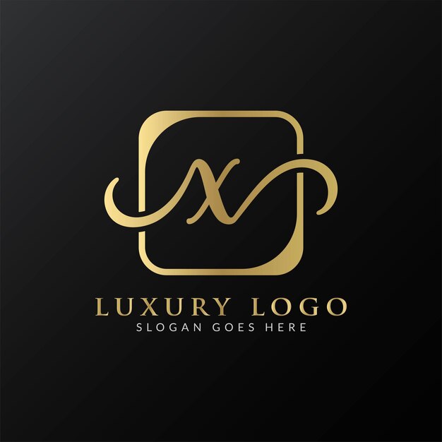 Design de logotipo de letra x de luxo premium de ouro abstrato