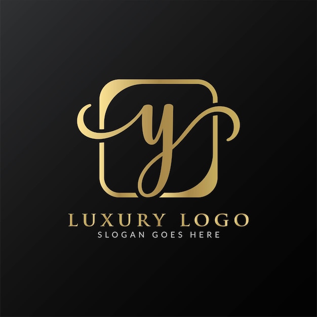 Design de logotipo de letra y de luxo premium de ouro abstrato