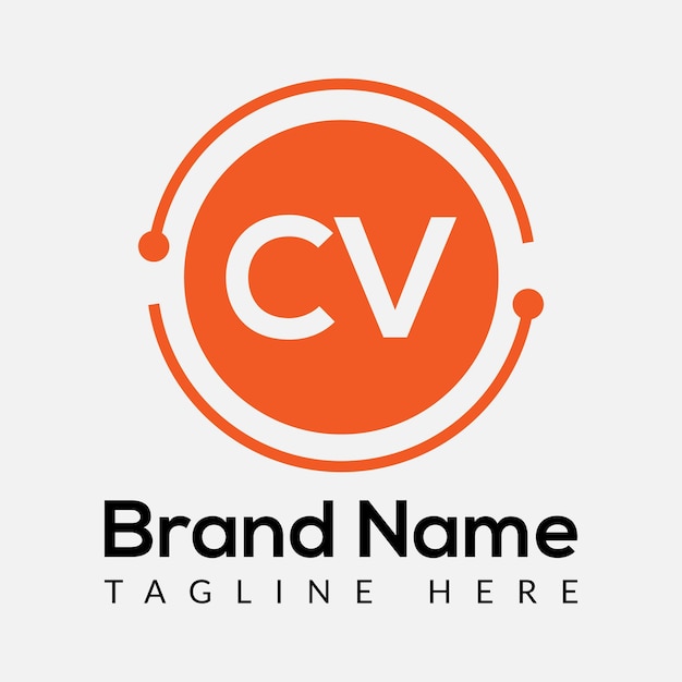 Vetor design de logotipo de letras iniciais modernas de carta cv abstrata
