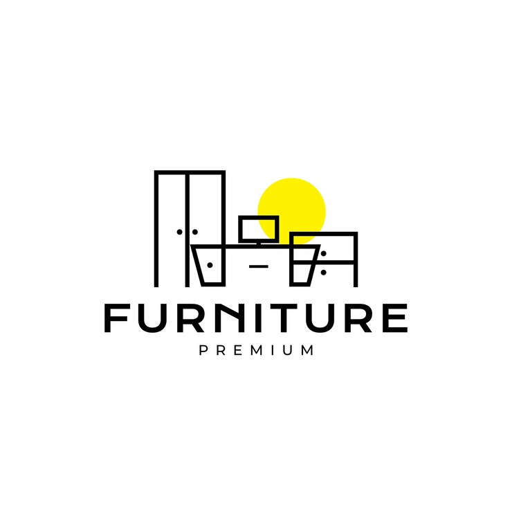 Vetor design de logotipo de linha contínua de móveis minimalistas modernos interiores