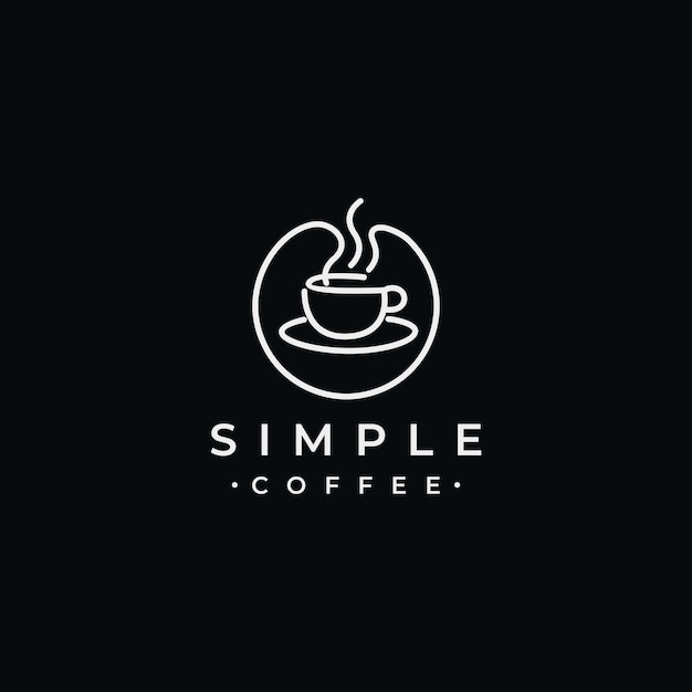 Design de logotipo de linha de círculo de café simples