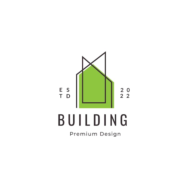 Design de logotipo de linha de construção minimalista