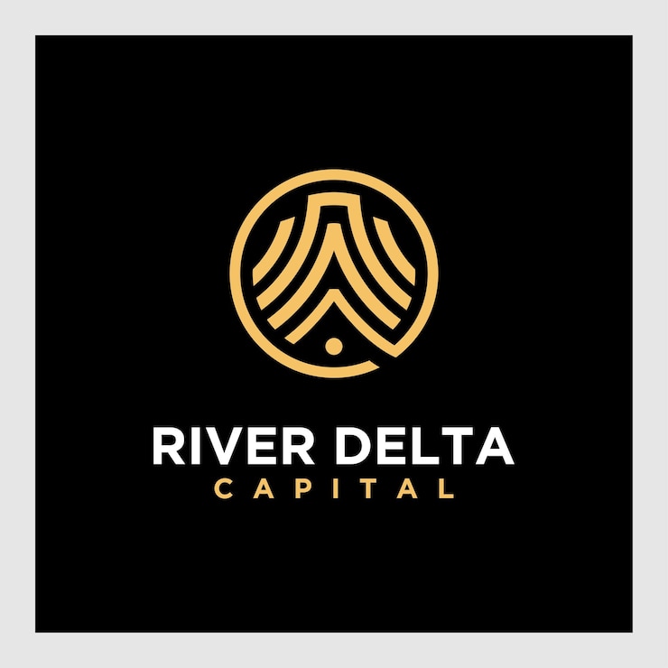 Vetor design de logotipo de linha de ouro de luxo com forma simples e moderna de onda de água do mar em um círculo
