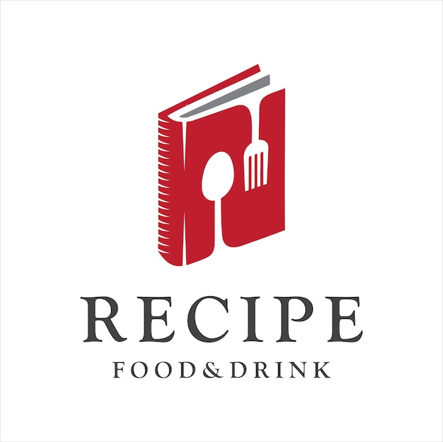 Design de logotipo de livro de receitas de comida