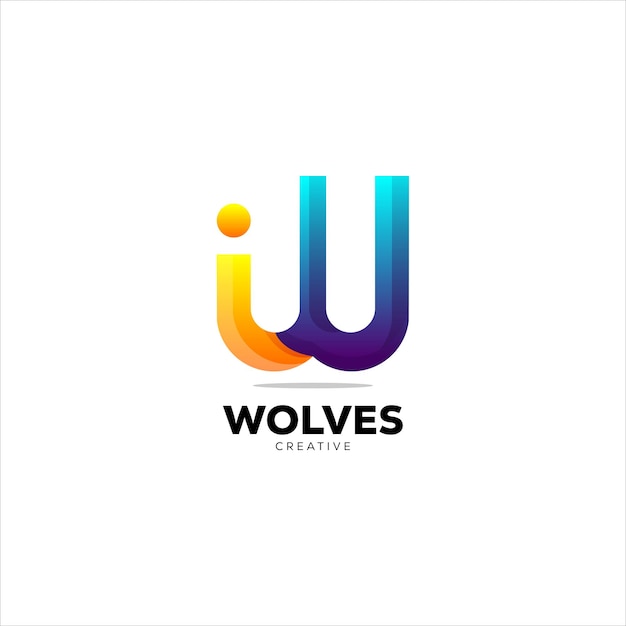 Design de logotipo de lobos de vetor colorido