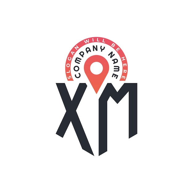 Design de logotipo de localização da XM para recrutamento de recursos humanos e carta de navegação Logotipo da XM com ícone de localização para negócios e tecnologia