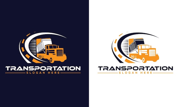 Vetor design de logotipo de logística e transporte rodoviário