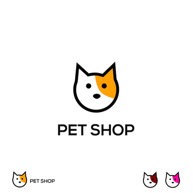 Design de logotipo de loja de animais conceito moderno design de logotipo de animal de estimação modelo de design de logotipo de gato ícone de elemento gráfico