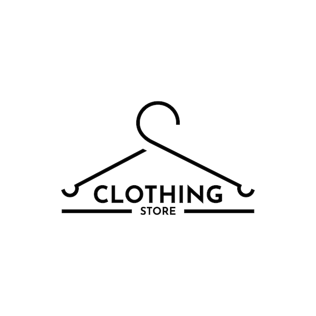 Design de logotipo de loja de roupas com ilustração vetorial de cabide