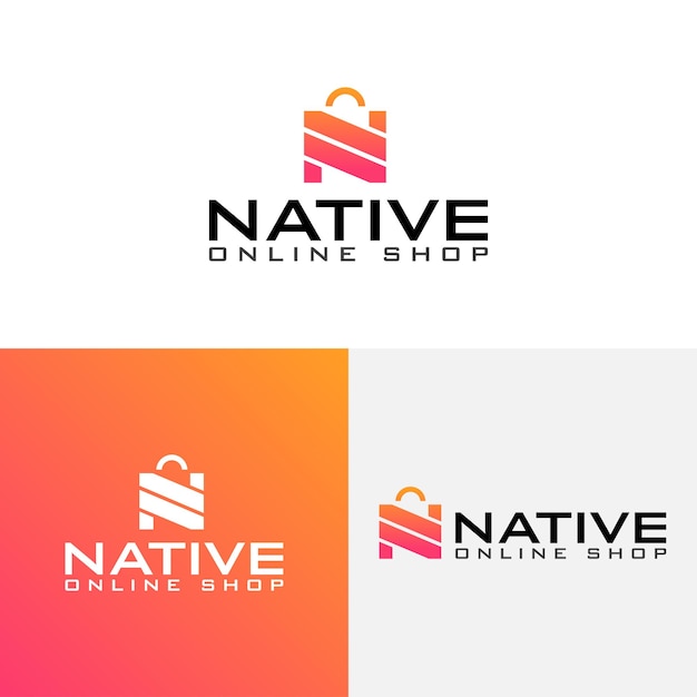 Vetor design de logotipo de loja online com conceito moderno