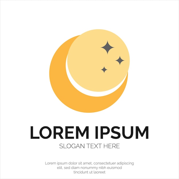 Design de logotipo de lua e estrelas