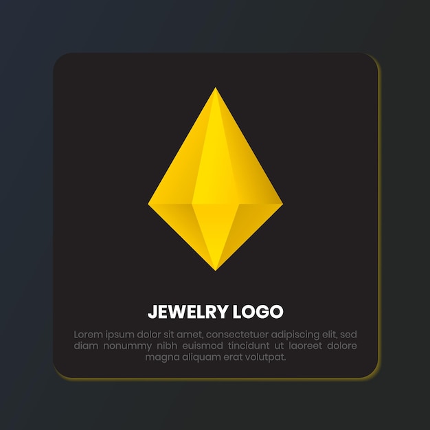 Vetor design de logotipo de luxo de jóias de diamante de ouro tridimensional