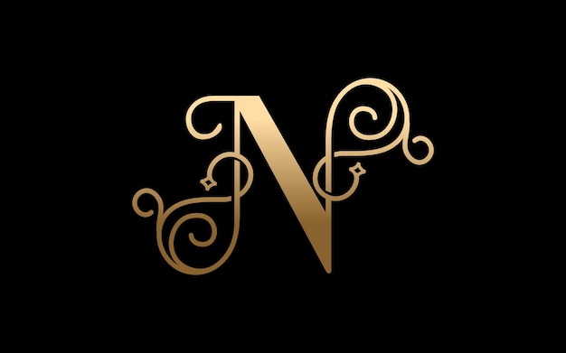 Vetor design de logotipo de luxo elegante letra n