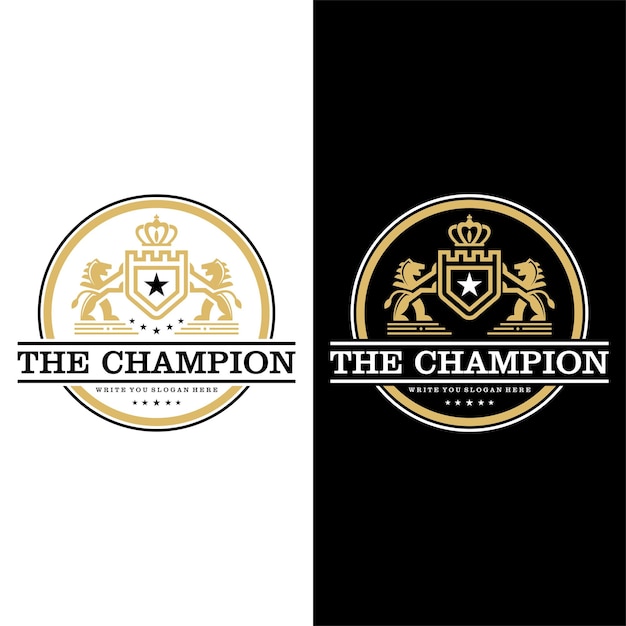 Design de logotipo de luxo golden royal lion king