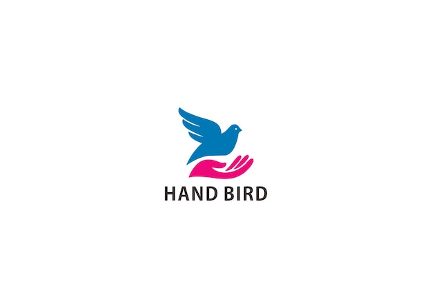 Vetor design de logotipo de mão de pássaro