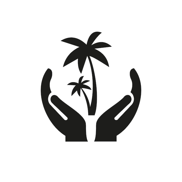 Vetor design de logotipo de mão plam logotipo de plam com conceito de mão vetor design de logotipo de mão e plam