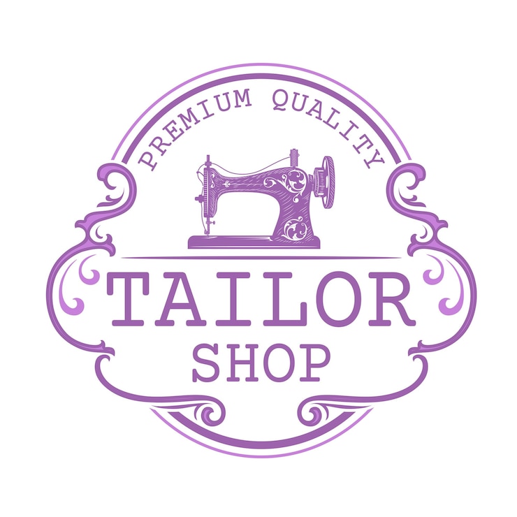Vetor design de logotipo de máquina de costura. para alfaiates, oficinas de costura e outros.