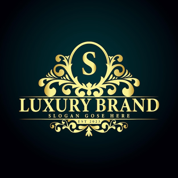 Design de logotipo de marca de luxo, conceito de logotipo ornamental de letra