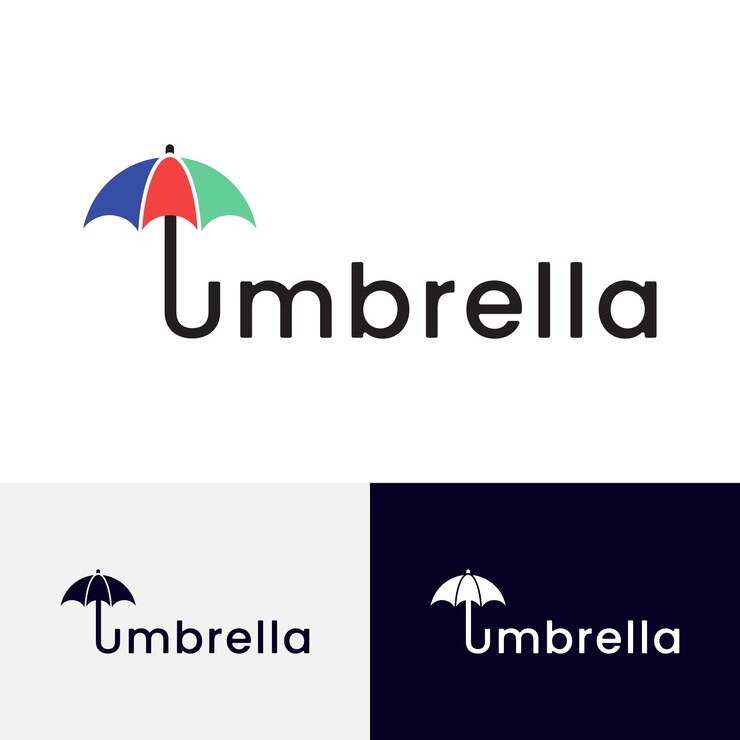 Design de logotipo de marca de palavra de guarda-chuva criativo
