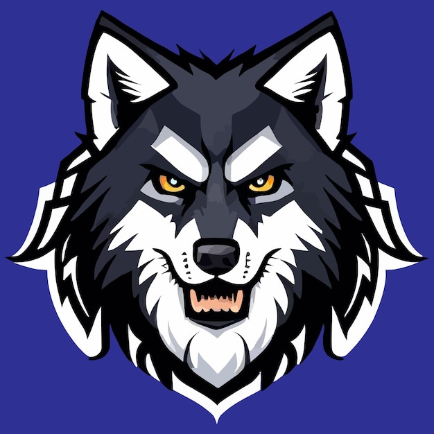 design de logotipo de mascote de cabeça de lobo jogos esportivos