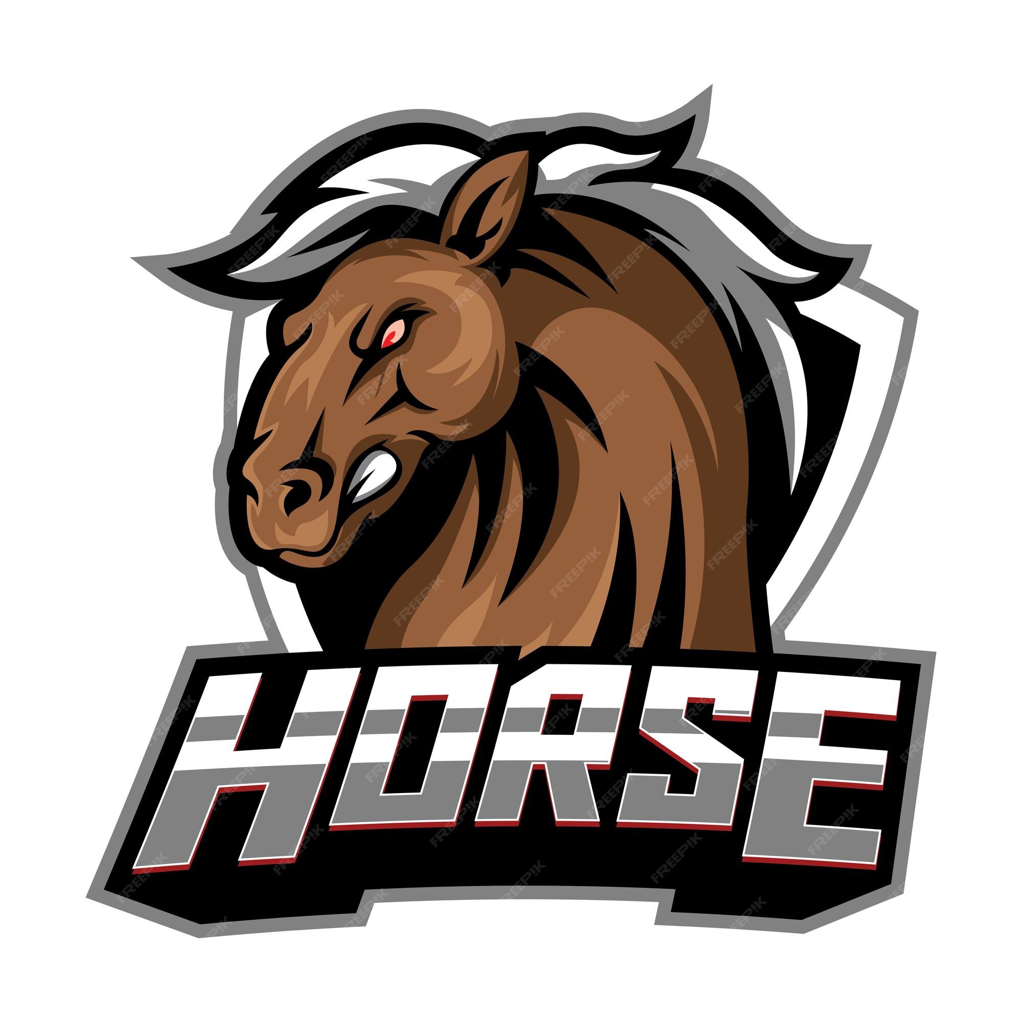 Design de vetor de logotipo de jogo de mascote de cavalo