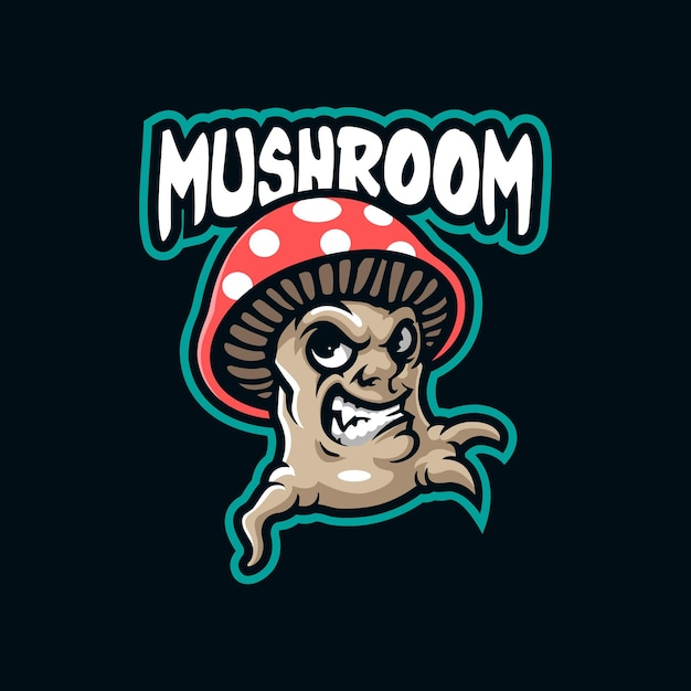 Vetor design de logotipo de mascote de cogumelo com estilo de conceito de ilustração moderno para emblema de crachá e impressão de camiseta ilustração de cogumelo com raiva