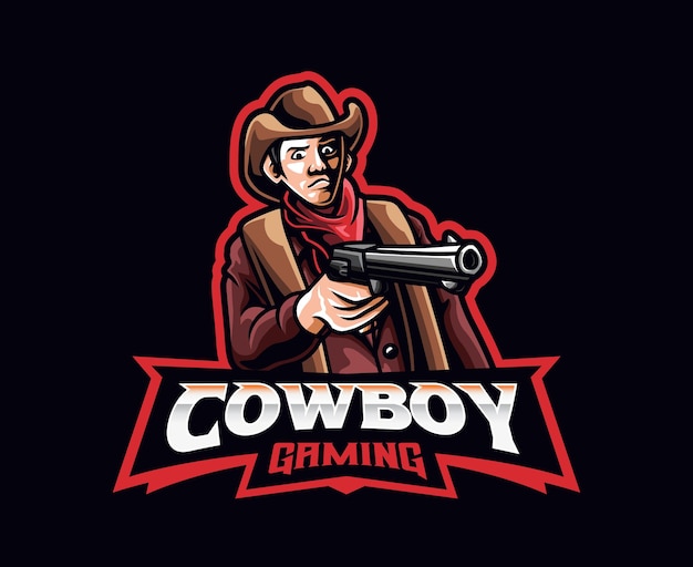 Design de logotipo de mascote de cowboy