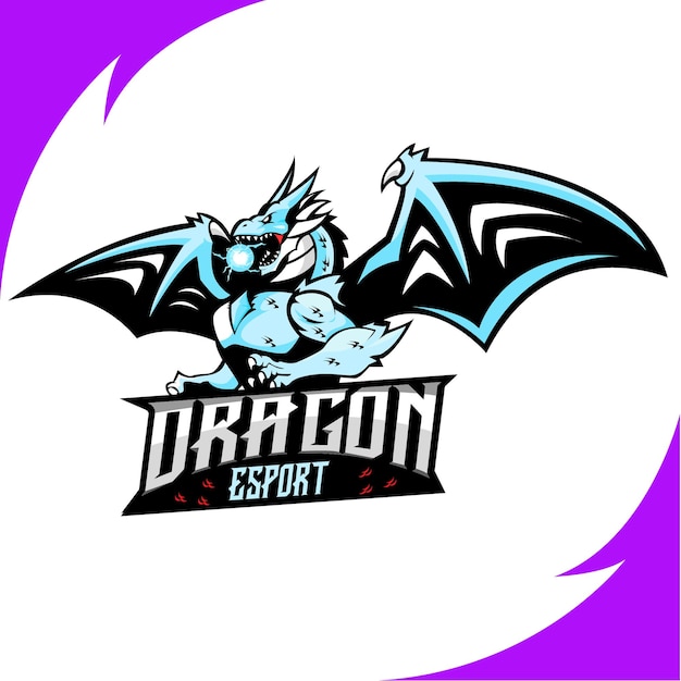 modelo de vetor de design de logotipo de jogo de mascote dragão azul  2827782 Vetor no Vecteezy