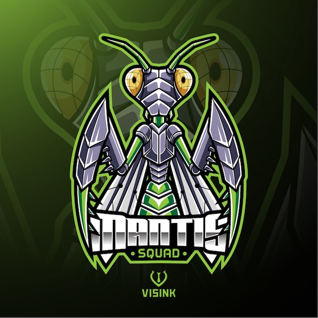 Vetor design de logotipo de mascote de esporte mantis