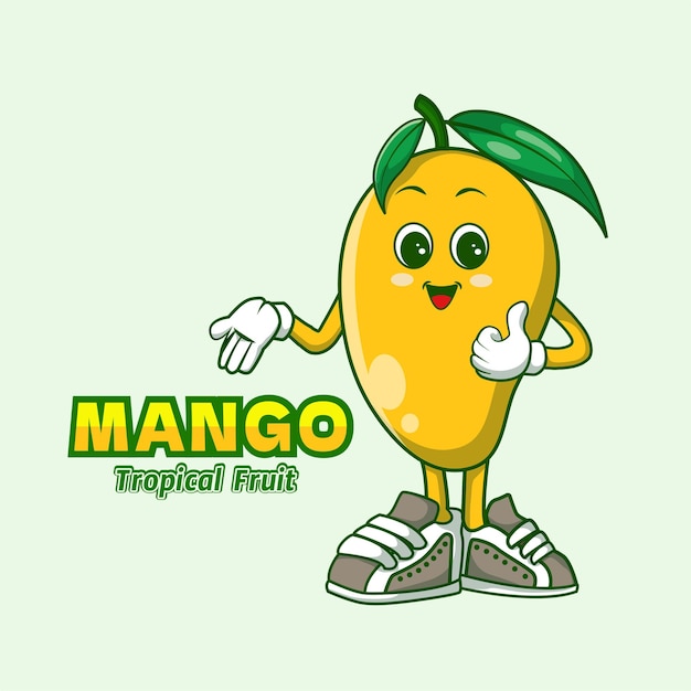 design de logotipo de mascote de frutas tropicais de manga