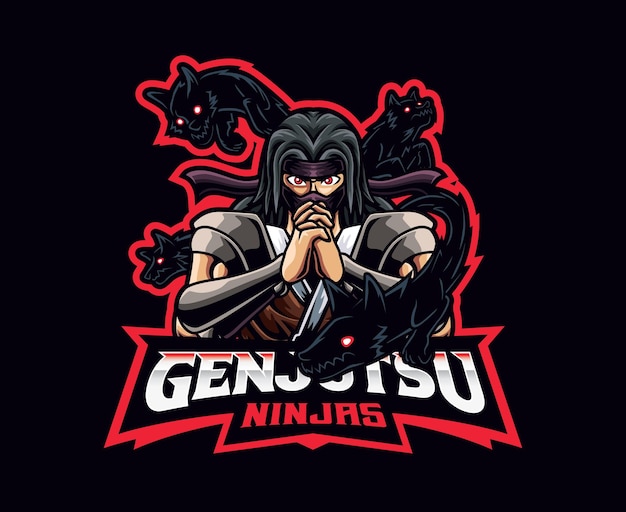 Vetor design de logotipo de mascote de genjutsu ninja