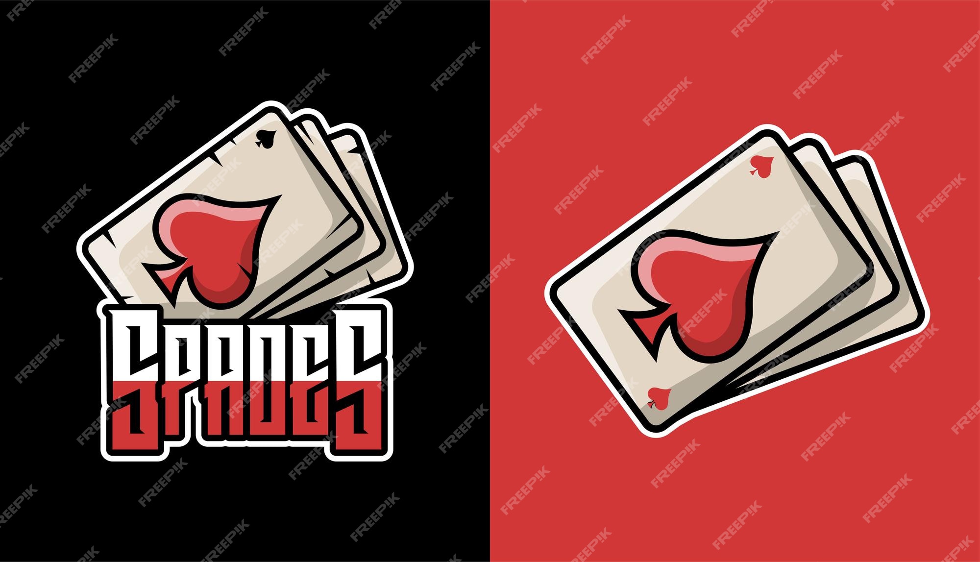 Design de logotipo original para cassino ou clube de pôquer com cartas de baralho  jogo por dinheiro elemento vetorial para aplicativo móvel ou promoção de  torneio profissional