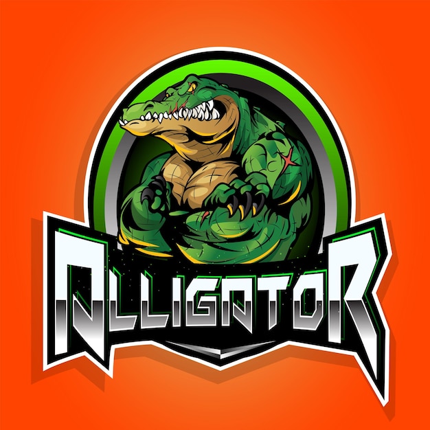 Vetor design de logotipo de mascote de jogos alligator esport