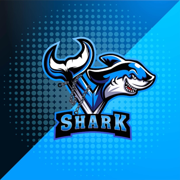 Design de logotipo de mascote de jogos sharl esport