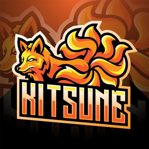 Design de logotipo de mascote de kitsune esport