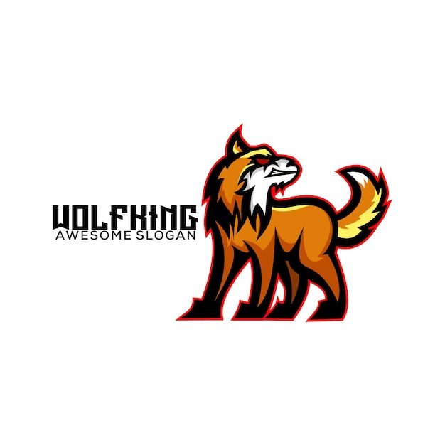 Design de logotipo de mascote de lobo colorido
