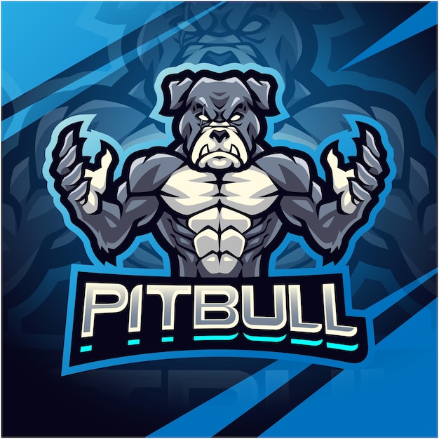 Design de logotipo de mascote de lutador pitbull