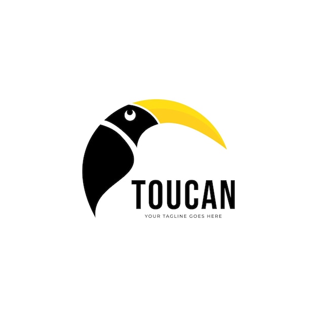 Design de logotipo de mascote de pássaro tucano. logotipo de vetor de ícone de cabeça animal.