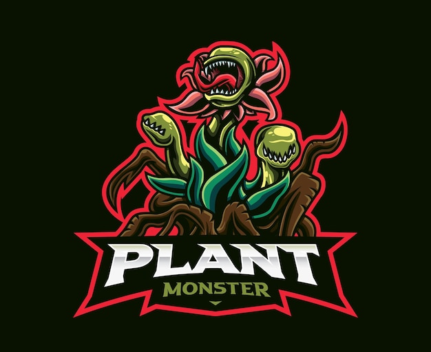 Design de logotipo de mascote de planta monstro