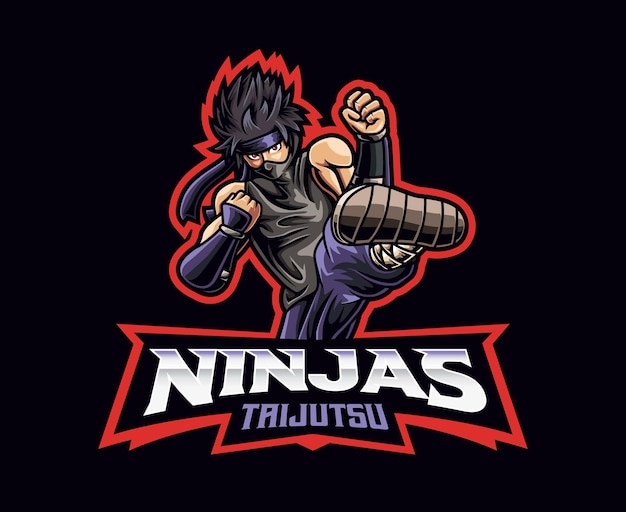 Design de logotipo de mascote de taijutsu ninja