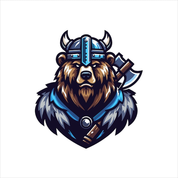 Vetor design de logotipo de mascote de urso viking vetorial com estilo de conceito de ilustração moderna para impressão de camisetas