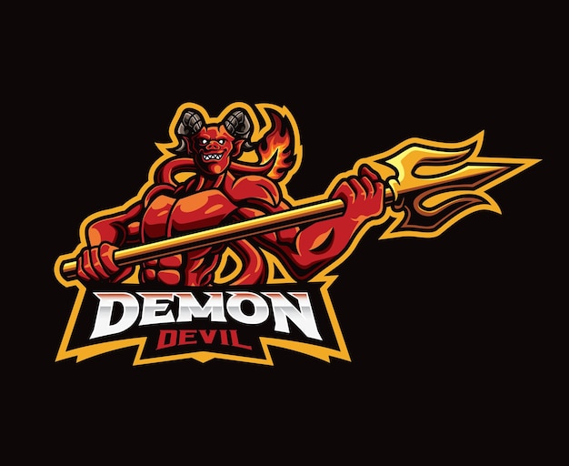Design de logotipo de mascote do diabo vermelho